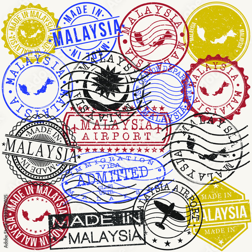 Passport City Names Stamps Set Kuala Stock Vector (Royalty Free) 706269883