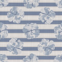 Handdoek met foto Landelijke stijl patronen Provence damast linnen blauwgrijs  © Limolida Studio