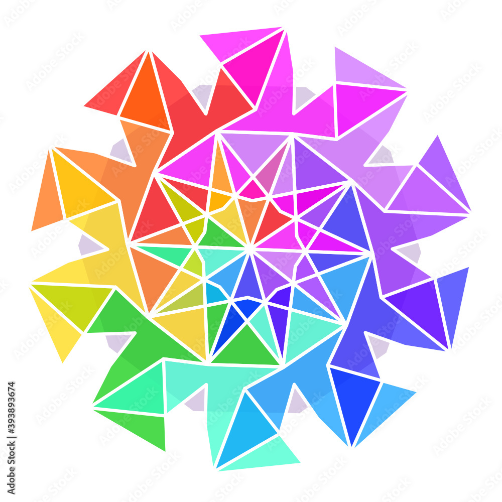 abstract geometric rainbow ten sided polygon-10a1 abstract geometric rainbow ten sided polygon-10a1