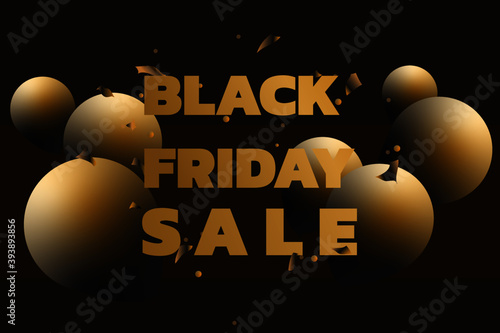 Modern black friday sale banner with realistic vector. gold in black background. shop sale. design by esp10.