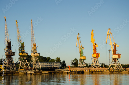 cranes in harbor