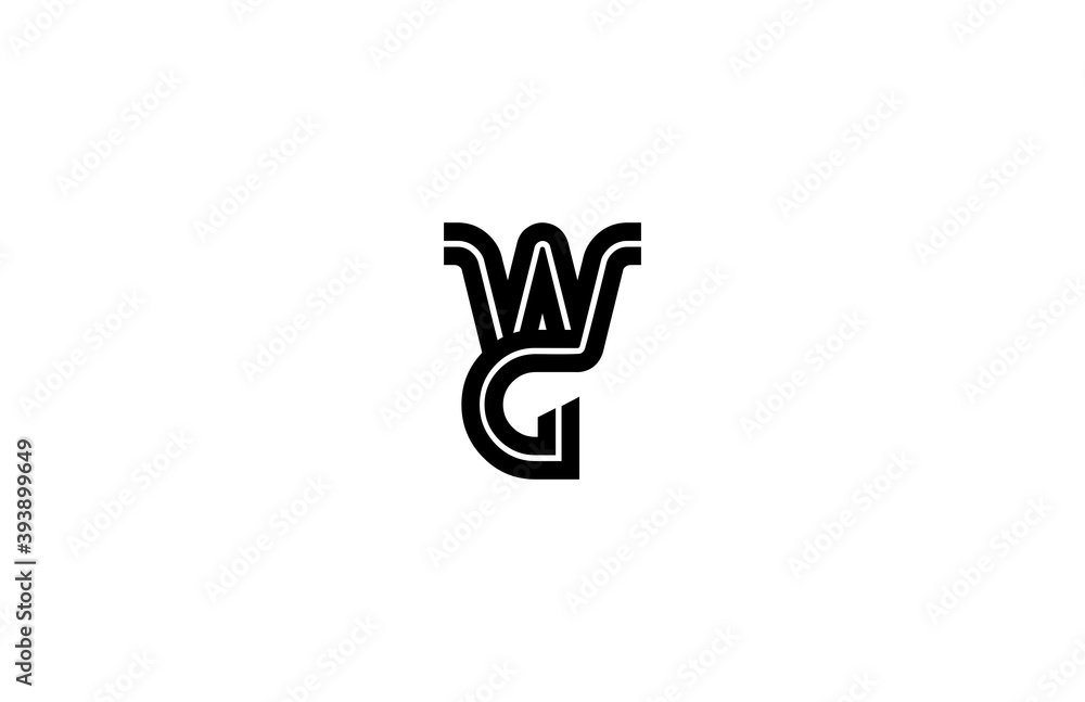 Logo Typography Initial Letter WG Linear Monogram Font Vector Stock ...