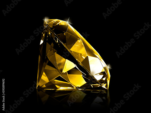 Obraz na plátně Dazzling diamond Yellow gemstones on black background