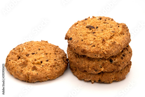 homemade oatmeal cookies isolated on white background