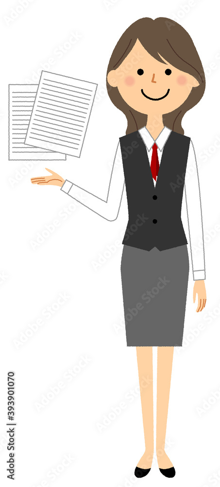 提案する制服姿の女性 提案する制服姿の女性
