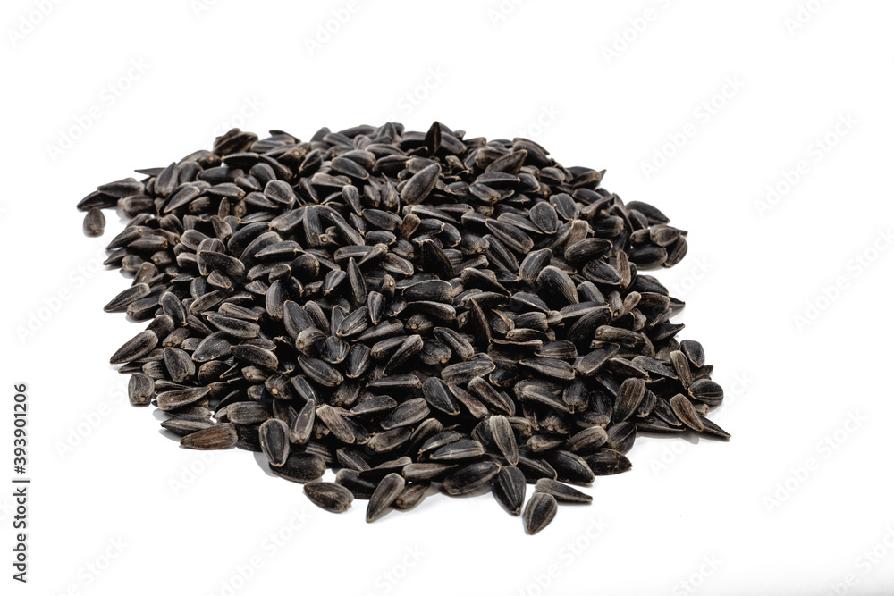 Sunflower seeds on white background Sunflower seeds on white background