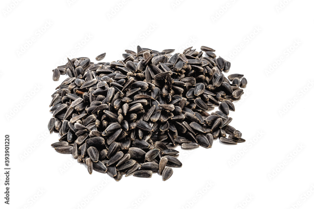 Sunflower seeds on white background Sunflower seeds on white background