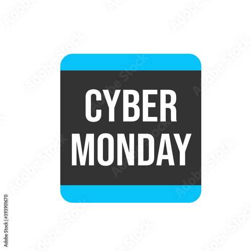 Cyber Monday sale. Black and blue sale banner label. Vector illustration.