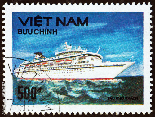 Postage stamp Vietnam 1990 cruise ship