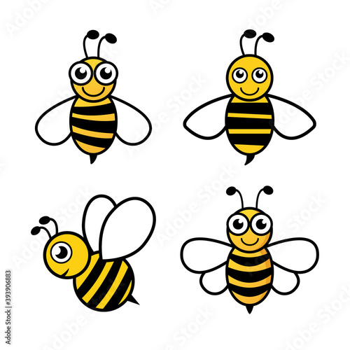 Bee character set icon. Cute bees collection. Vector illustration isolated on white. © Віталій Баріда