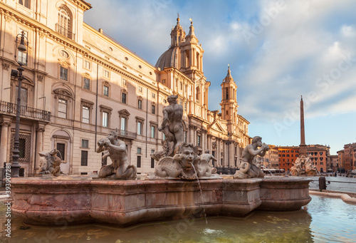 Fontana del Moro at Piazza Navona Rome Italy