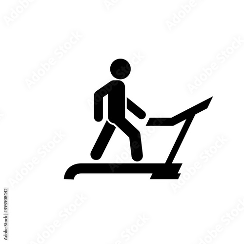 Man runs on treadmill in gym, physical exercise icon,  weight loss and diet, sport and training vector illustration