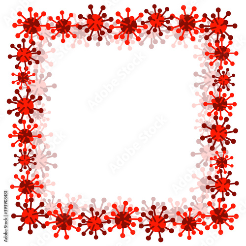 Square frame with coronavirus isolated on white - background with viruses and place for text