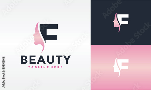 initial F beauty face logo