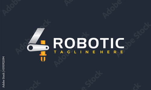 number four robot arm logo