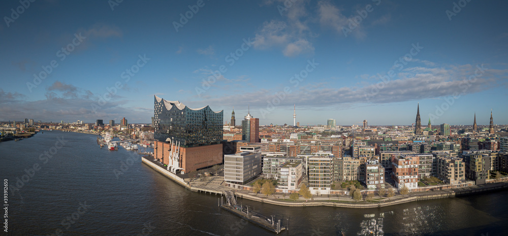 Aerial view of the Speicherstadt in Hamburg 