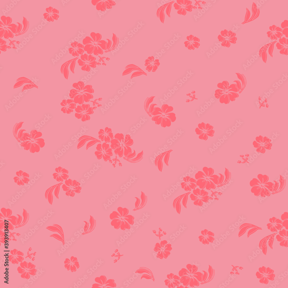 Beautiful seamless pattern design of salmon pink flowers. Suitable for wrapping paper, wallpaper, fabric and etc. Beautiful seamless pattern design of salmon pink flowers. Suitable for wrapping paper, wallpaper, fabric and etc.