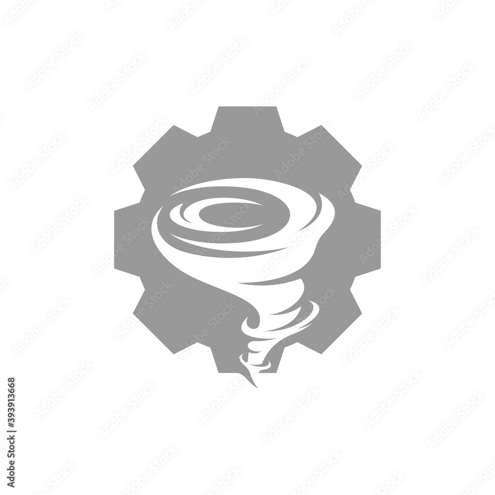 Gear with Tornado logo vector template, Creative Twister logo design concepts, icon symbol, Illustration Gear with Tornado logo vector template, Creative Twister logo design concepts, icon symbol, Illustration