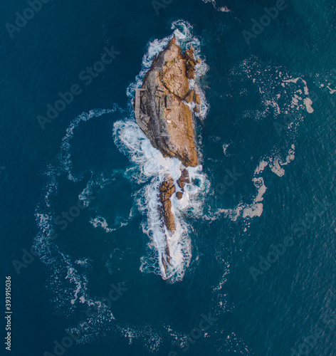 Aerial photo of rocky islands