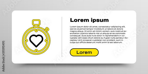 Line Heart in the center stopwatch icon isolated on white background. Valentines day. Colorful outline concept. Vector.