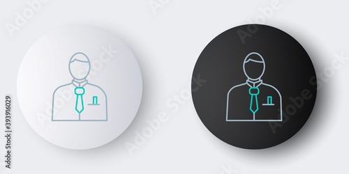 Line Businessman or stock market trader icon isolated on grey background. Colorful outline concept. Vector.