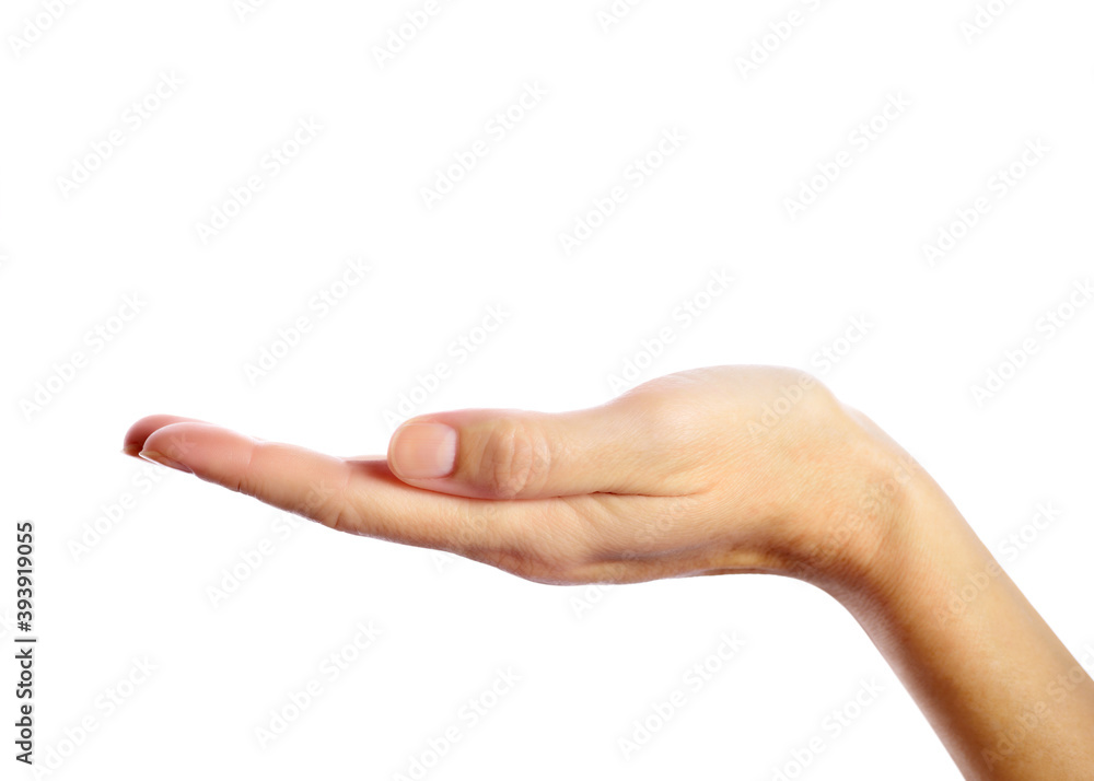 Womans Hand against a white background Womans Hand against a white background