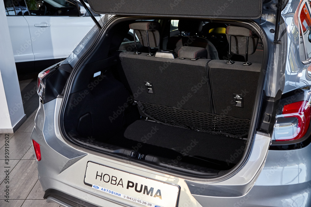 Vinnitsa, Ukraine -October 19, 2020. Ford Puma - new model car presentation  in showroom - trunk Stock Photo | Adobe Stock