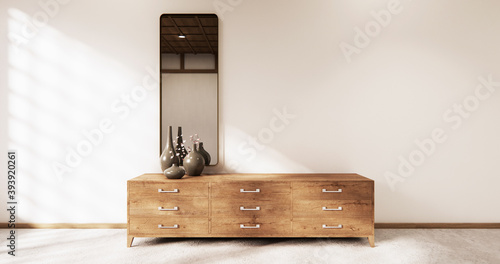 The wooden cabinet japanese style. 3d rendering