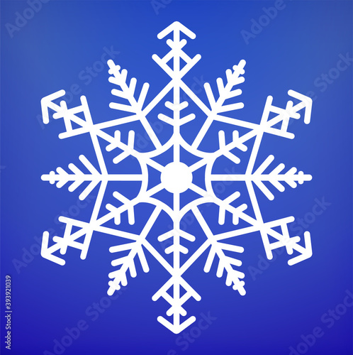 Snowflake icon. Christmas and winter theme. Snowflake Winter poster, digital illustration. White snowflakes on blue textured background. For Art, Print, Web design. Christmas Holiday banner.