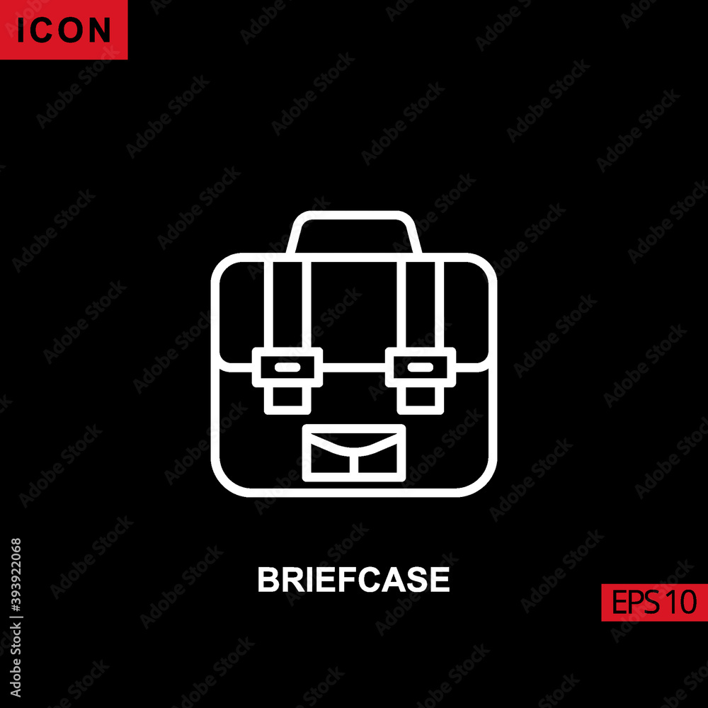 Icon briefcase vector on black background. Illustration line, linear, outline and lineal icon for graphic, print media interfaces and web design. Icon briefcase vector on black background. Illustration line, linear, outline and lineal icon for graphic, print media interfaces and web design.
