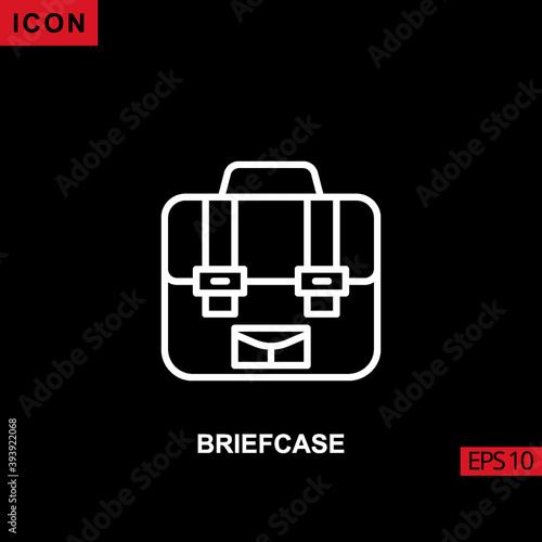 Icon briefcase vector on black background. Illustration line, linear, outline and lineal icon for graphic, print media interfaces and web design.