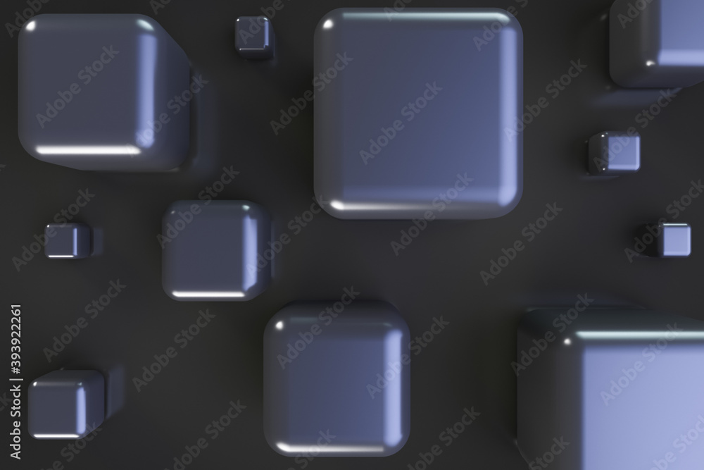 Cubic elements on the surface. Dark style. Abstract background. Cubic elements on the surface. Dark style. Abstract background.