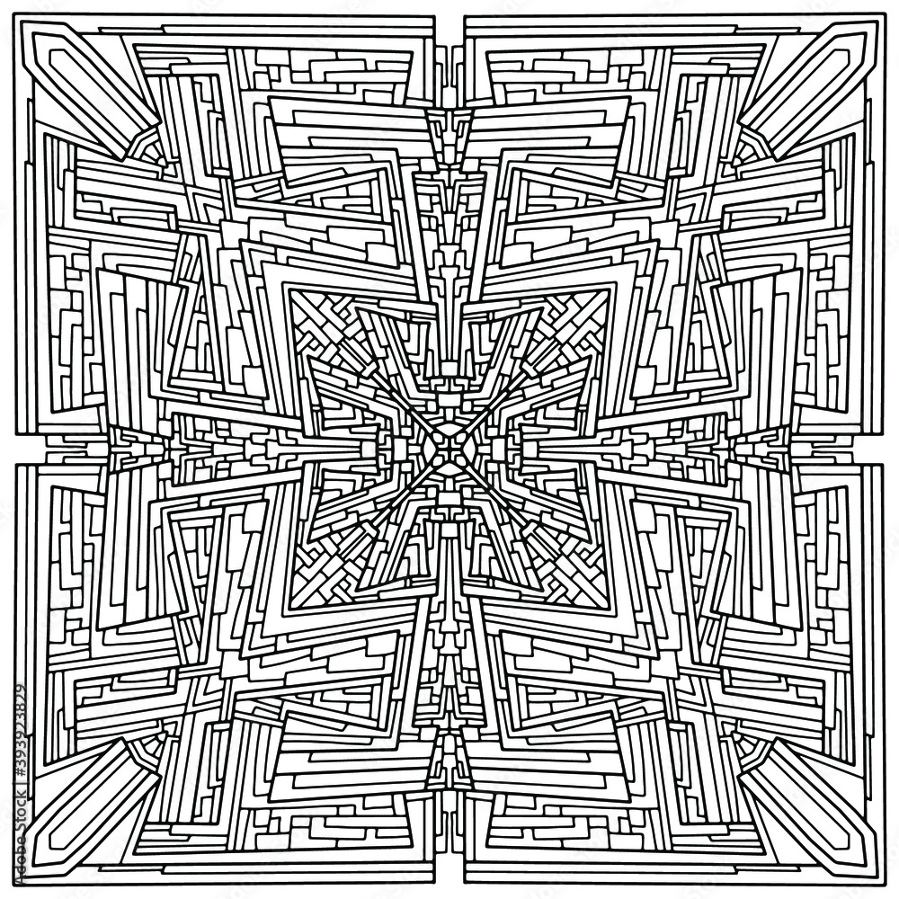 abstract mosaic drawn with linear ornaments on a white background for ...