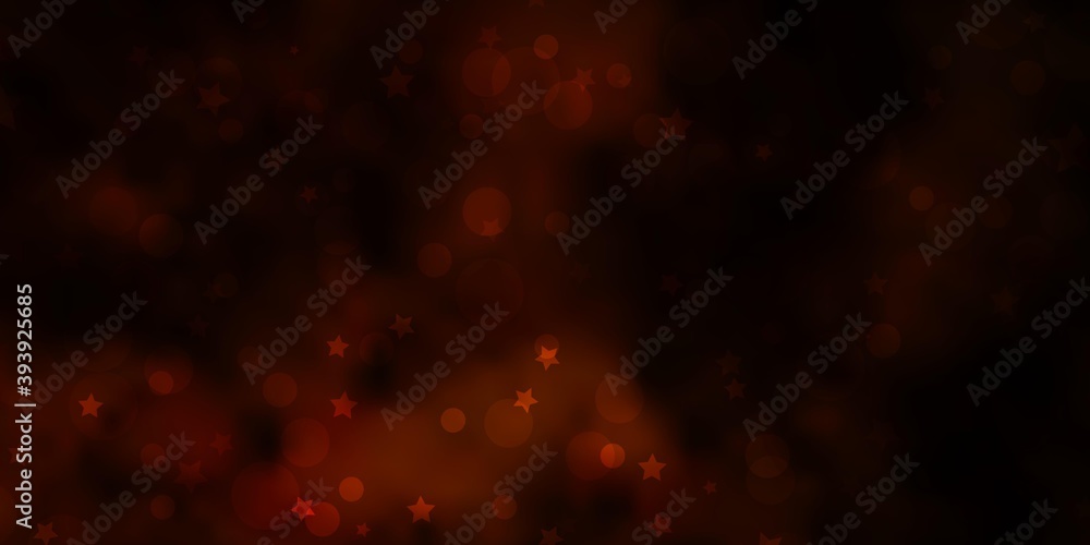 Fototapeta premium Dark Orange vector background with circles, stars.