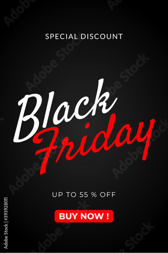 black friday event sale sign on black background