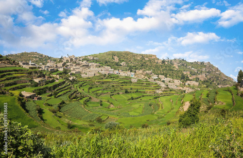 Tableau sur toile Stunning views of the agricultural terraces of Jabal Saber in the city of Taiz,