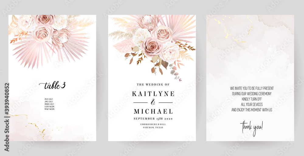 Luxurious beige and blush trendy vector design square frames