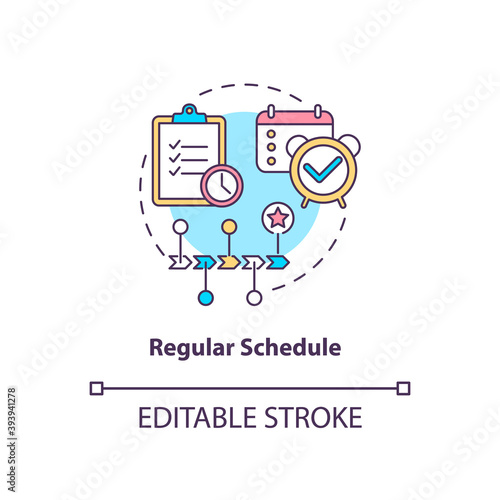 Regular schedule concept icon. Tips to ease SAD idea thin line illustration. Well-structured routines. Planning activities. Vector isolated outline RGB color drawing. Editable stroke