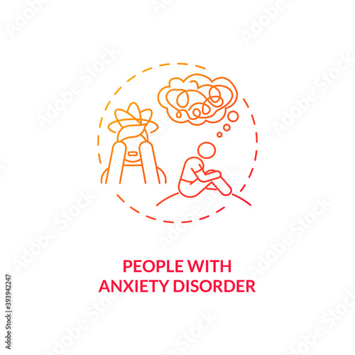 People with anxiety disorder concept icon. SAD risk group idea thin line illustration. Increased heart rate and shakiness. Social phobia, panic attacks. Vector isolated outline RGB color drawing