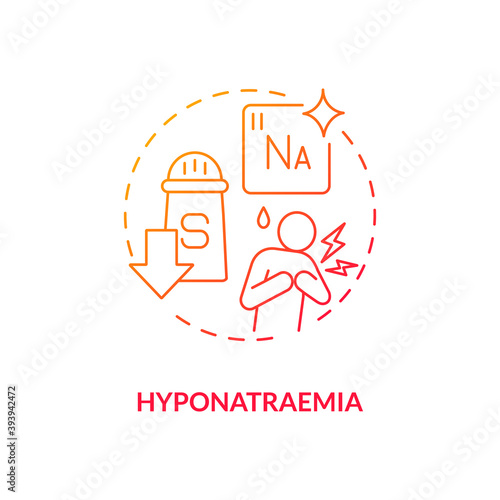 Hyponatraemia concept icon. Antidepressants side effect idea thin line illustration. Post-operative electrolyte abnormality. Congestive heart failure. Vector isolated outline RGB color drawing