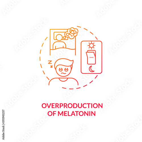 Melatonin overproduction concept icon. SAD cause idea thin line illustration. Fatigue and depression. Reduced alertness, confusion and disorientation. Vector isolated outline RGB color drawing