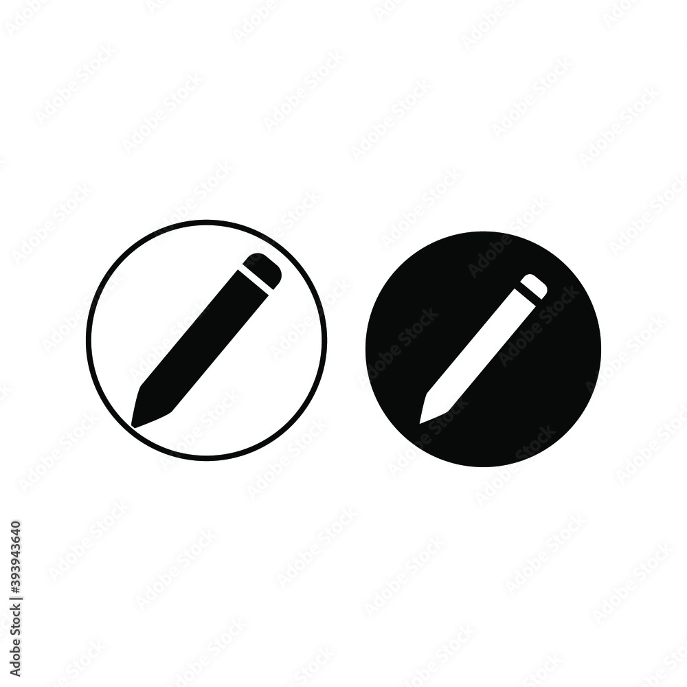 simple design pencil icon. Round background pencil symbo simple design pencil icon. Round background pencil symbo