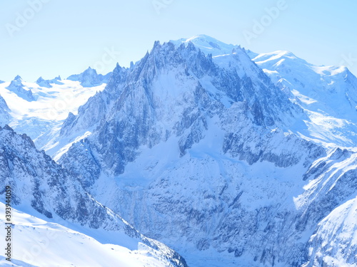 A view of the Mont-Blanc during a sunny day. (view from les Grands Montets, Argentières)