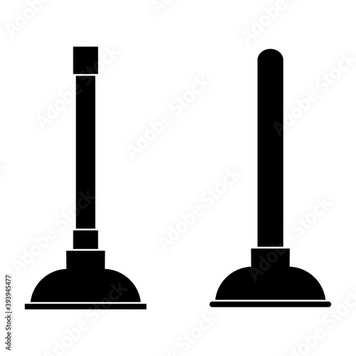 Handle plunger. Plunger icon in glyph style. Used when the sink clogged. Instrument for cleaning toilet clog. Toilet cleaning icon. Vector