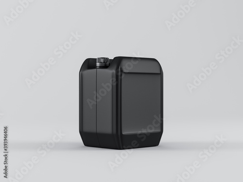 Canvas Print Black canister jerrycan for motor oil and other on white background