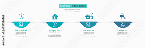 Vector infographic template with 4 steps for business. Can be used for workflow layout, presentations, diagram, annual report, web design