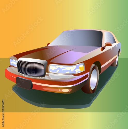 Vector cartoon limousine color 3d illustration 10eps
