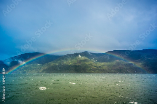Rainbow on the boat crossing Magallanes and the Chilean Antarctic Region, Chile.