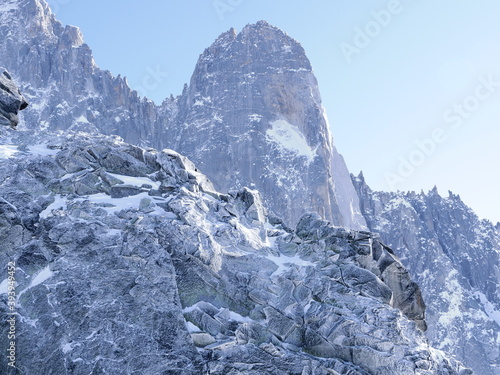 Some frozen moutains from the Grands Montets. A ski aera of Argentières near Chamonix. february 2020. photo