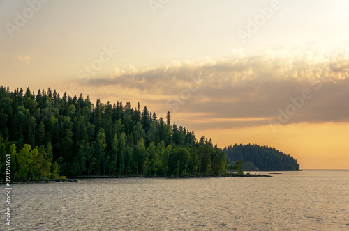 sunset over the lake